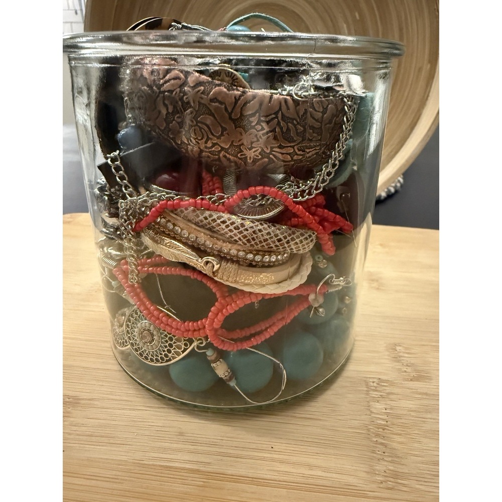 Western Inspired Mystery Jewelry Jar Turquoise & Silver Colored All Wearable - Picture 9 of 13